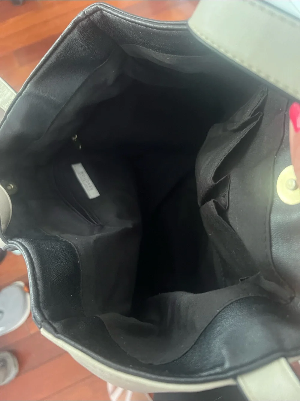 Kenneth Cole Reaction Black and Cream Colorblock Zip-Front Tote